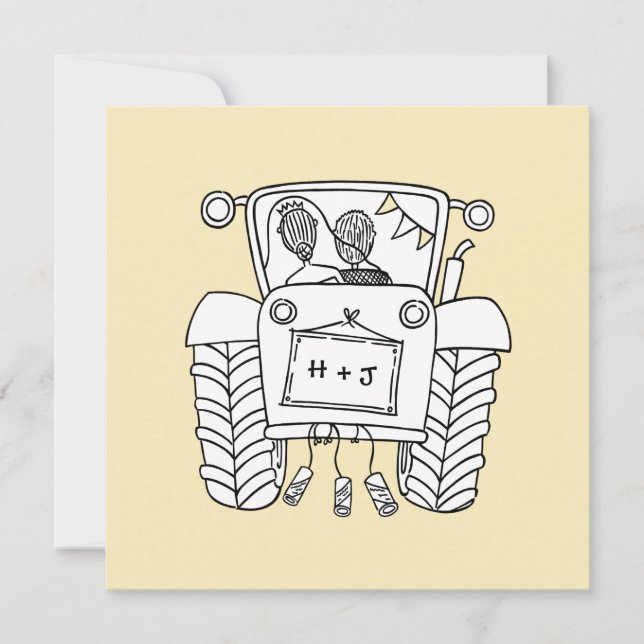 Custom Country Wedding Tractor Invitation (Front)
