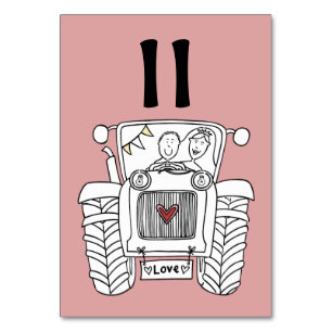 Custom Country Wedding Tractor Table Number