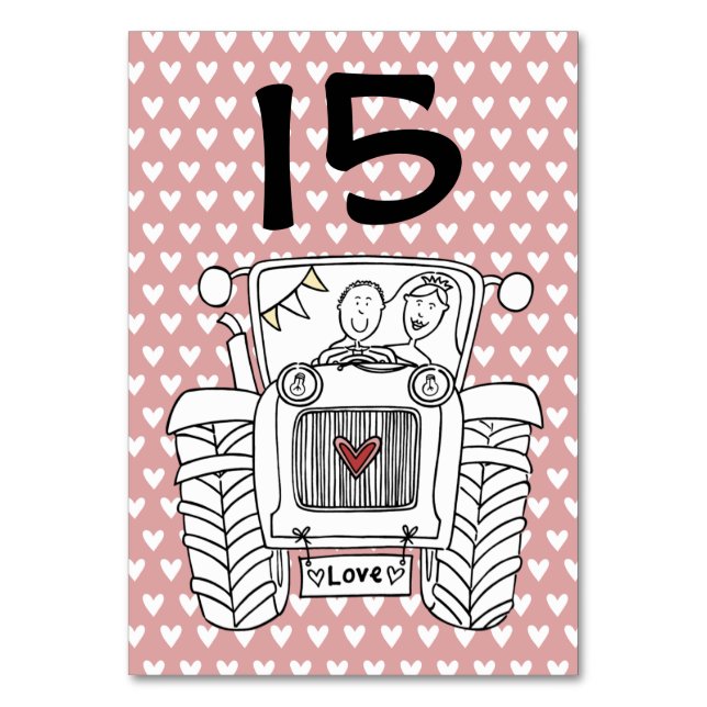 Custom Country Wedding Tractor Table Number (Front)