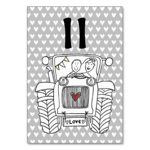 Custom Country Wedding Tractor Table Number