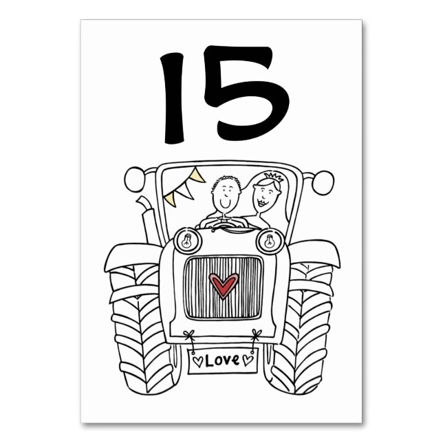 Custom Country Wedding Tractor Table Number (Front)