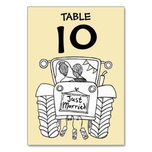 Custom Country Wedding Tractor Table Number