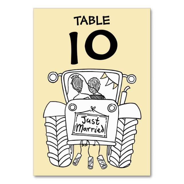 Custom Country Wedding Tractor Table Number (Front)