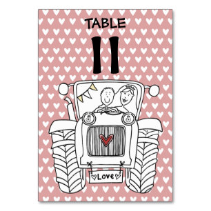 Custom Country Wedding Tractor Table Number