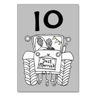 Custom Country Wedding Tractor Table Number