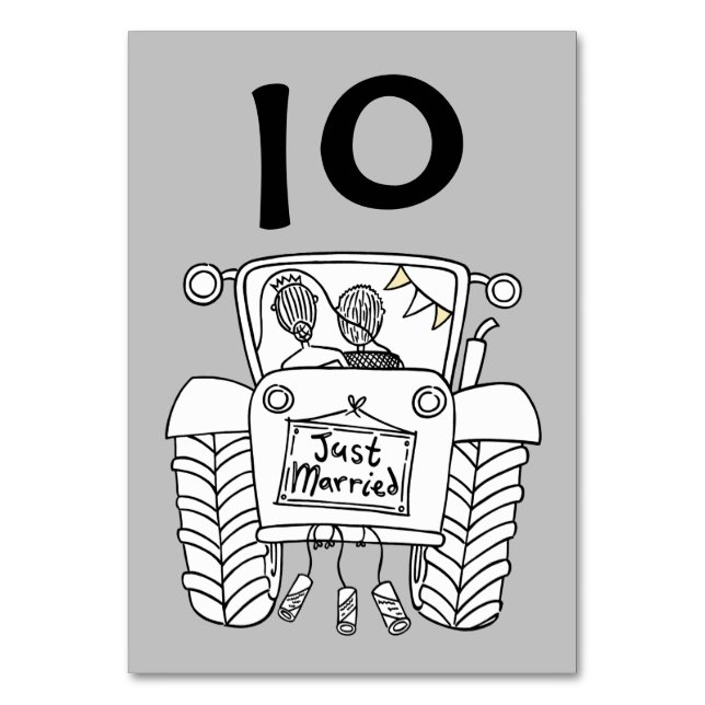 Custom Country Wedding Tractor Table Number (Front)