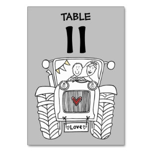 Custom Country Wedding Tractor Table Number