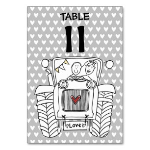 Custom Country Wedding Tractor Table Number