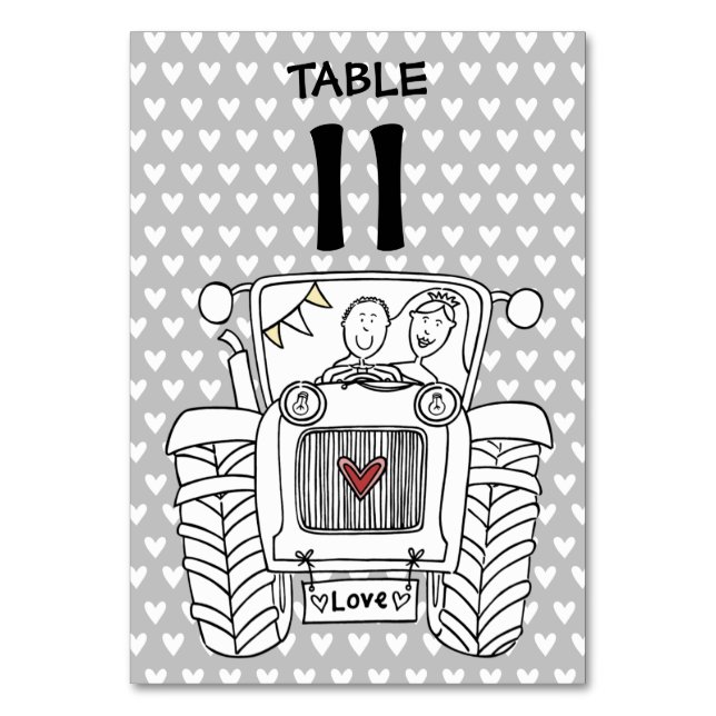 Custom Country Wedding Tractor Table Number (Front)