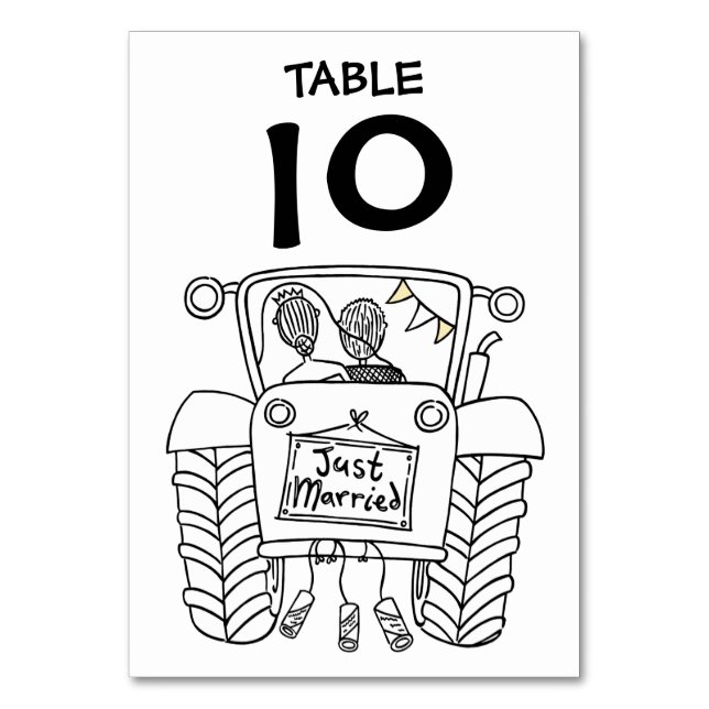 Custom Country Wedding Tractor Table Number (Front)