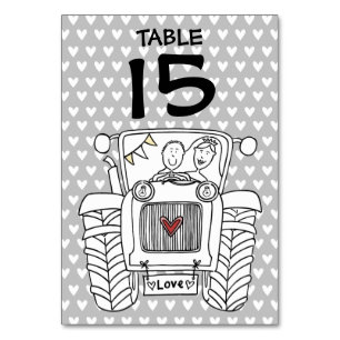 Custom Country Wedding Tractor Table Number