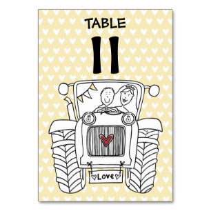 Custom Country Wedding Tractor Table Number