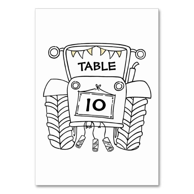 Custom Country Wedding Tractor Table Number (Front)