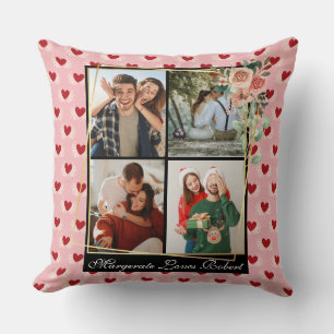 Custom Couple 4 Photo Modern Chic Stylish Elegant Cushion