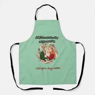 Custom Couple And Golden Retriever Portrait  Apron
