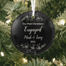 Custom Couple Christmas Glass Ornament