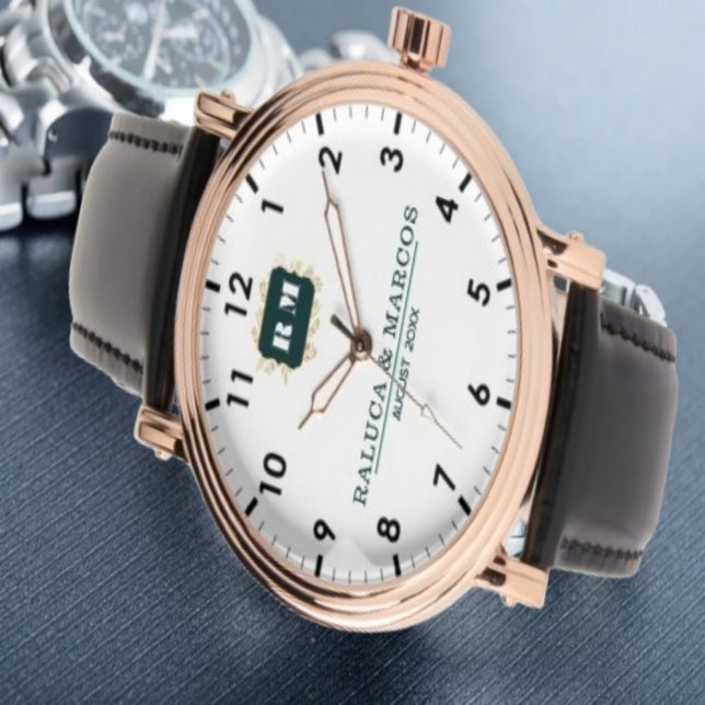 Custom couple floral names monogram wedding watch (Creator Uploaded)