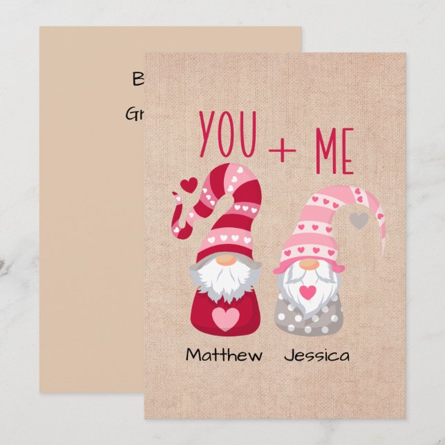 Custom Couple Gnome Valentine Holiday Card (Front/Back)