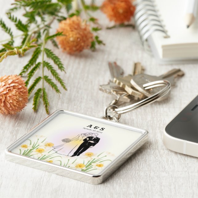 Custom Couple Illustration Gift– Key Ring (Side)