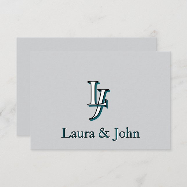 Custom Couple Initials and Names Flat Card (Front/Back)