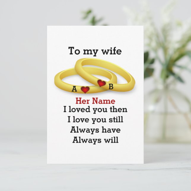 Custom couple love wedding anniversary monogram card (Standing Front)