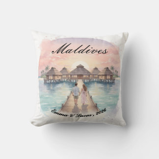 Custom Couple Maldives Honeymoon Keepsake Cushion