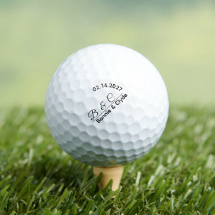 Custom Couple Monogram Names Date Unique Stylish Golf Balls
