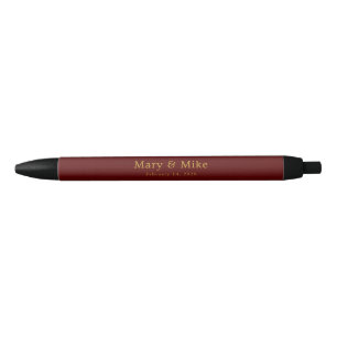 Custom Couple Name and Date Maroon Pen