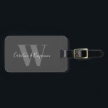 Custom Couple Name Calligraphy Monogrammed Black Luggage Tag<br><div class="desc">Custom Couple Name Calligraphy Monogrammed Black and Grey Luggage Tag</div>