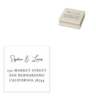 Custom Couple Names Chic Boho & Return Address Rubber Stamp
