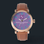 Custom Couple Names Purple Monogram Vintage Style Watch<br><div class="desc">Custom Couple Names Purple Monogram Vintage Style Watch Celebrate love and style with this Custom Couple Names Purple Monogram Watch, designed to blend vintage elegance with a personal touch. Featuring the names of a special couple, this watch makes for an unforgettable gift that symbolizes timeless romance. Key Features: Personalized Design:...</div>