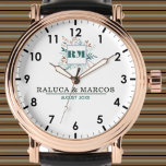 Custom couple names wedding minimal monogram watch<br><div class="desc">Personalized with his & her initials and date, this custom watch is a sweet anniversary gift to celebrate a milestone occasion for a couple. It makes a meaningful gift for a special day. Personalized Watch Wedding Gift for Groom, Watch For Groom, Anniversary Gift for Men, Groom Gift From Bride, Gift...</div>