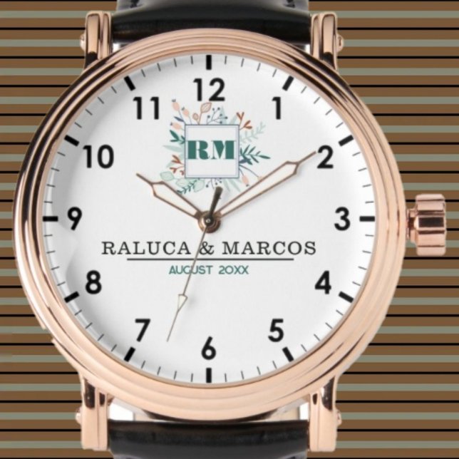 Custom couple names wedding minimal monogram watch (Creator Uploaded)
