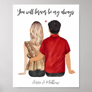 Custom couple personalised portrait poster