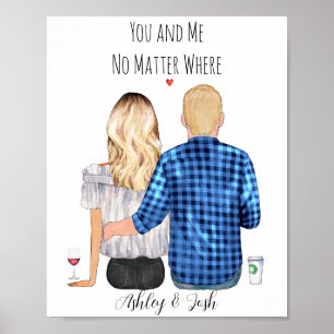 Custom couple personalised portrait poster
