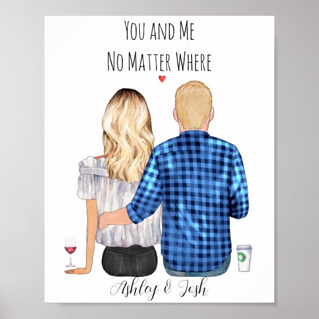 Custom couple personalised portrait poster (Front)