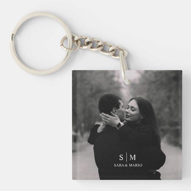 Custom Couple Photo Acrylic  Key Ring (Front)