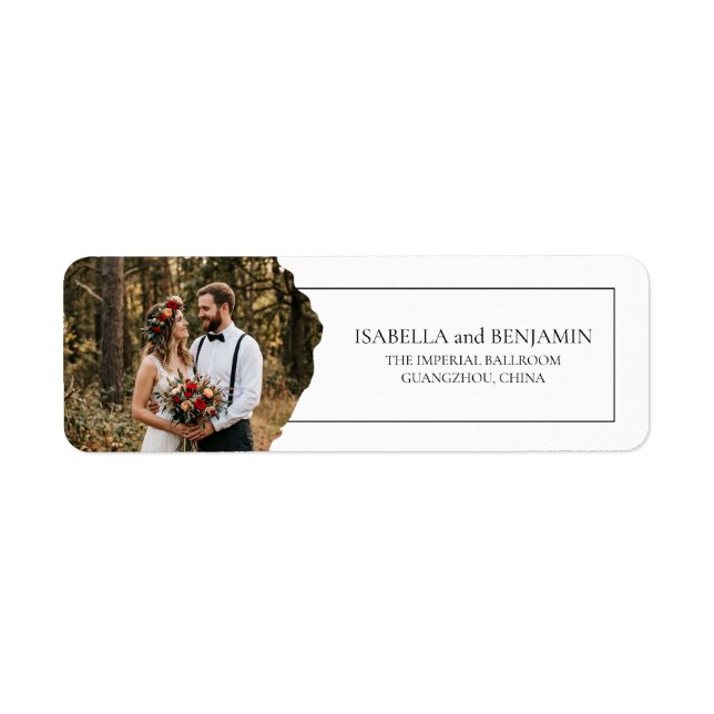 Custom Couple Photo Boho Wedding Return Address (Front)
