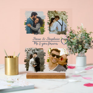 Custom Couple Photo Collage with Any Text Acrylic Sign