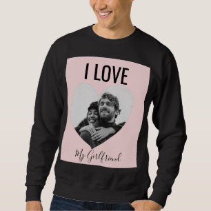 Custom Couple Photo Heart Blush Pink Black Sweatshirt