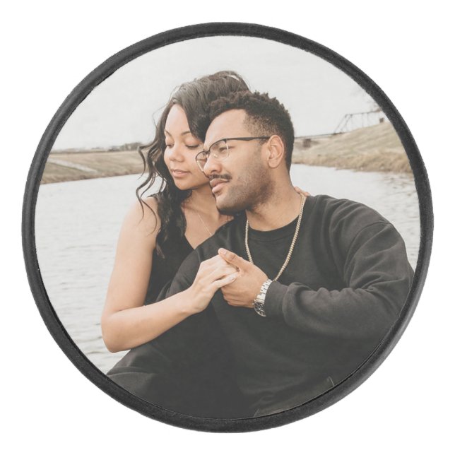 Custom Couple Photo Keepsake Hockey Puck (Front)