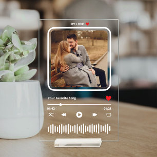 Custom Couple Photo Love Music Acrylic Plaque Sign