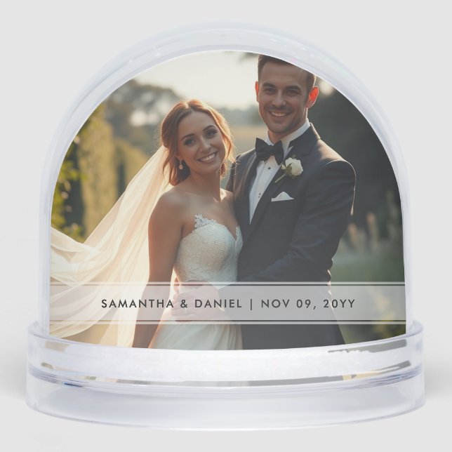 Custom Couple Photo & Name Bride Groom Wedding Snowglobe (Front)