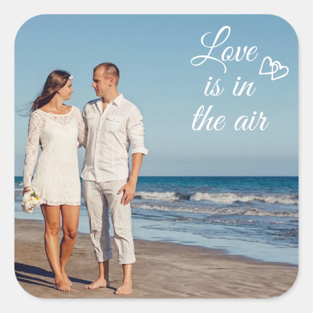 Custom couple photo personalised template sticker (Front)