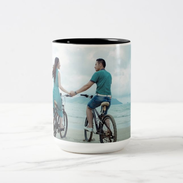Custom Couple Photo Personalised Two-Tone Coffee Mug (Center)
