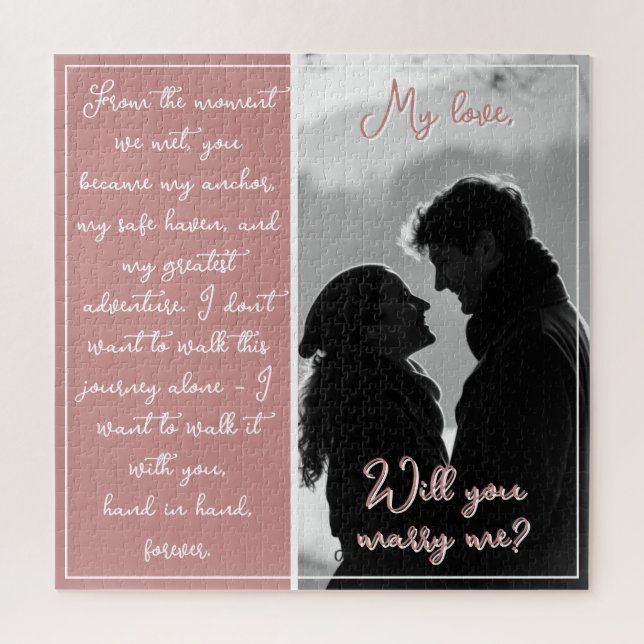Custom Couple Photo Proposal Will You Marry Me Jigsaw Puzzle (Vertical)