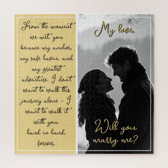 Custom Couple Photo Proposal Will You Marry Me Jigsaw Puzzle (Vertical)