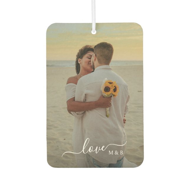 Custom Couple Pictures And Simple Love Quote Text Car Air Freshener (Front)