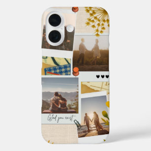 Custom Couple’s Photo Collage  'Glad you exist   iPhone 16 Case
