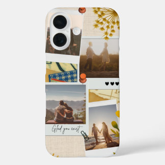 Custom Couple’s Photo Collage| 'Glad you exist|  iPhone 16 Case
